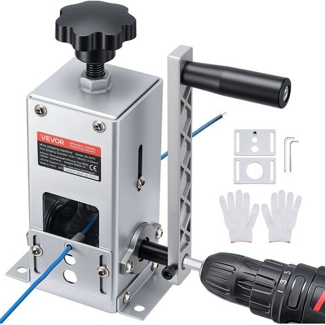 Dénudeur de Câble Manuel 1,5-30 mm Machine à Dénuder le Cuivre à Manivelle ou à Perceuse Électrique Non Incluse avec Cadre Q235 Lame Trempée HRC50 Dénudeuse de Fils Électriques pour Débutants (1/5)