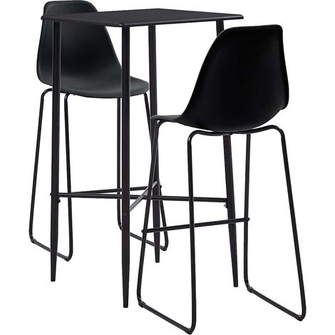 Juego de mesa alta y taburetes 3 piezas plástico negro vidaXL