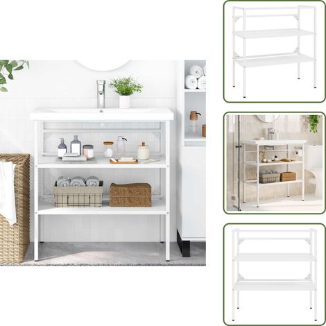 Badezimmer Waschtischgestell Weiß 79x38x83 cm Eisen - Badezimmermöbel - Waschtischgestell - Eisen - Weißes Badezimmer - Unterwäscheaufbewahrung