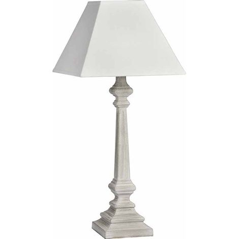 Pula Table Lamp - Linen/Wood - L29 x W29 x H51 cm - White