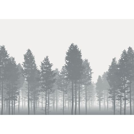 papier peint panoramique arbres gris - Komar (1/3)