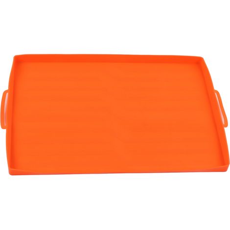 Tapis de cuisson en silicone, housse de protection pour barbecue, tapis de cuisson extérieur de 56 cm avec poignée orange (1/5)