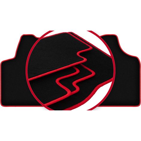 Tapis de sol en velours avec bordure rouge pour : fourgonnette de livraison Toyota ProAce I (2013-2016)