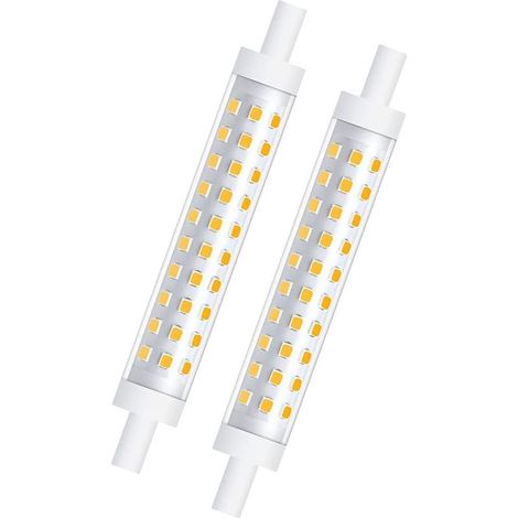 2-PCS 10W R7s 118mm Ampoule LED Dimmable Blanc Chaud 3000K 100W Halogène équivalent Linéaire Double Culot Réflecteur Floodlight pour jardin, public, couloir, lampadaires, projecteurs [Classe énergétiq (1/5)