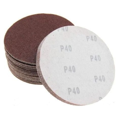 Disques abrasifs 150 mm avec support auto-agrippant pour ponceuse, sans trous, 40/60/80/100/120, grain assorti, lot de 50 pièces, (1/5)