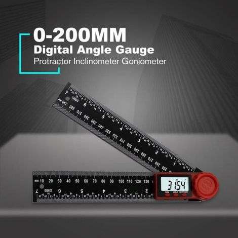 Rapporteur numérique - - 0-200mm - Mesure d'angle et de niveau - Écran LCD - Précision ± 0,3° (1/4)
