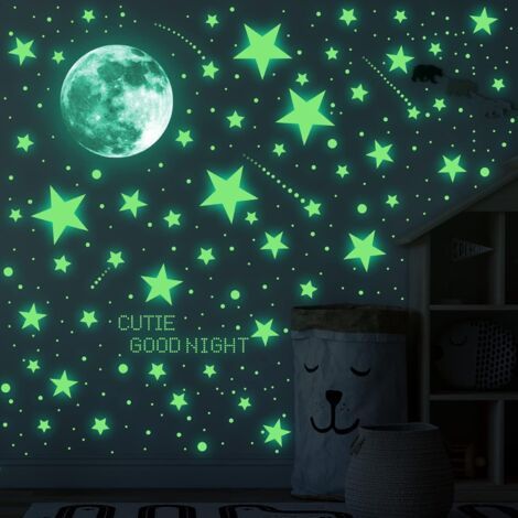 Autocollants phosphorescents, ensemble d'autocollants lune et étoiles (1/5)