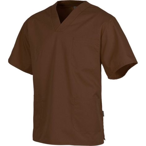 Casaca sanitaria unisex de manga corta y escote de pico cruzado WORKTEAM B9200 M Marrón (1/3)