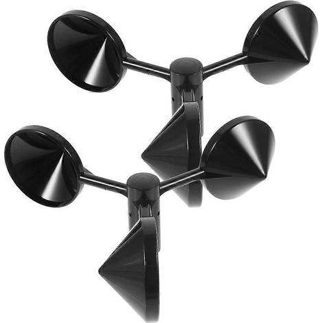 Lot de deux capteurs anémométriques en ABS noir, capteurs anémométriques de précision à 3 coupelles, adaptés à un usage quotidien. (1/5)