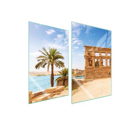 Plaque de protection en verre pour la cuisine 2x35x52 palmiers (1/5)