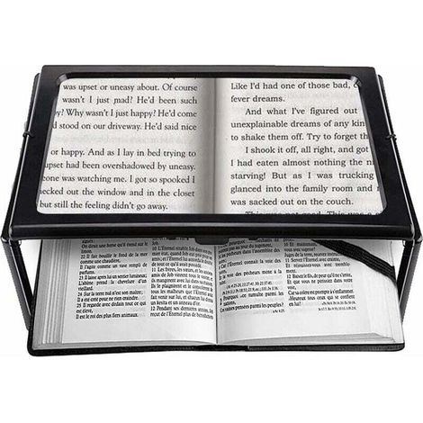 [JAMAIS UTILISÉ]A4 Pleine Page Loupe de Lecture Loupe Sur Pied Rectangulaire Mains Libres avec 4 LED Lampe Lentille de Grossissement 3X pour Lire pour les Personnes âgées Les Aînés et Les Malvoyants d