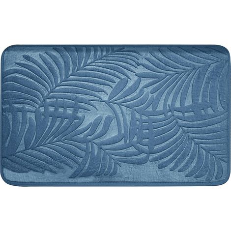 Tapis d'entrée imperméable pour intérieur et extérieur, ultra doux, résistant, absorbant l'humidité, antidérapant, facile à nettoyer, 40 x 60 cm, bleu foncé (1/5)
