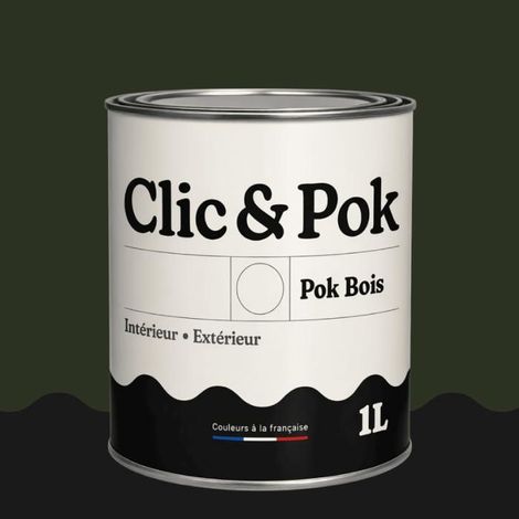 Peinture Bois Extérieur – POK BOIS - 1L - RAL 6007 - Vert bouteille- Résistante aux intempéries - Ne s'écaille pas