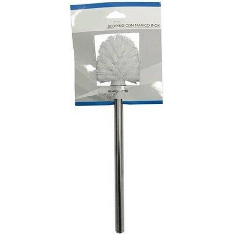 TRADE SHOP - Scopino Ricambio Per Wc Bagno Toilette Con Manico Acciaio Inox Spazzolone 59109 -