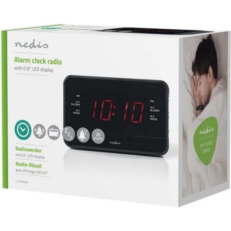 Radio-réveil noir - - CLAR002BK - AM/FM - Double alarme - LED 0,9 pouce (1/4)