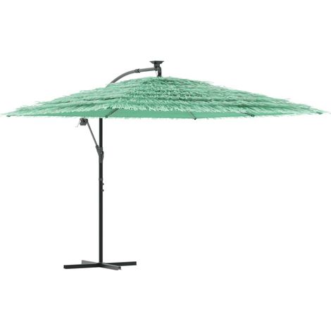 Sombrilla de jardín con mástil de acero 290 x 290 x 238 cm protección solar y contra la lluvia diseño moderno en poliéster verde 020056383
