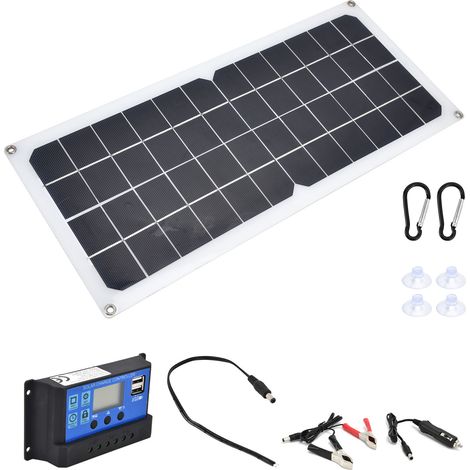 Kit chargeur solaire 10 W avec contrôleur 60 A et deux ports USB femelles pour camping-cars, bateaux, avions et satellites