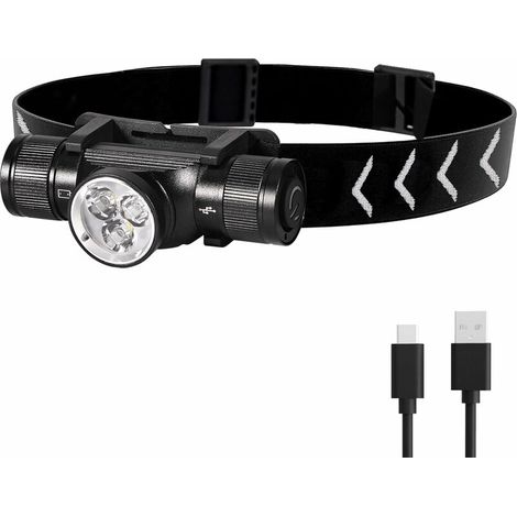 H330 Stirnlampe, 1500 Lumen, wiederaufladbare LED-Stirnlampe, IP66 wasserdicht, 5 Leuchtmodi für Radfahren, Camping, Wandern, Heimwerken [Energieklasse A+++]
