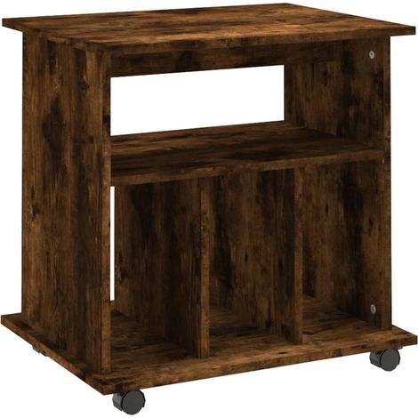 Rolling Cabinet Smoked Oak 60x45x60 cm Engineered Wood vidaXL