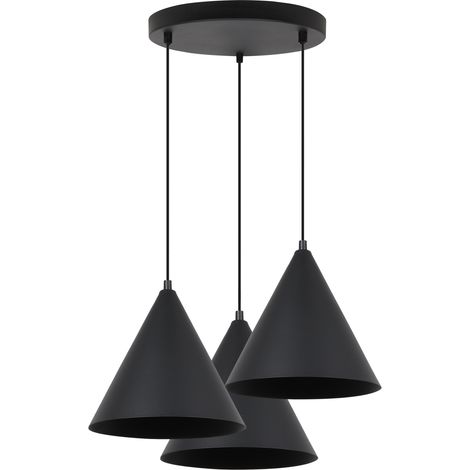 LÁMPARA COLGANTE SOHO NEGRA 3 PLATOS 25CM E27
