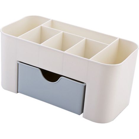 Kosmetik-Organizer mit 6 Fächern und Schublade, blau, multifunktionale Kosmetikaufbewahrung aus PP (1/5)