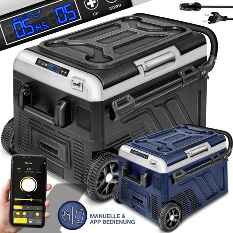 tillvex® Kompressor Kühlbox elektrisch 41 Liter / Navyblau Elektrische Gefrierbox mit APP & Smart-Steuerung, LCD-Touch, USB-Anschluss 12/24 V 230V Kühlschrank bis -20 °C Auto, Lkw, Boot, Reisemobil,