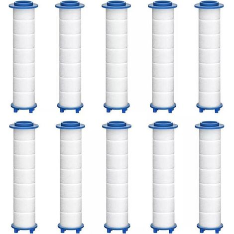 Lot de 10 filtres de douche pour pommeau de douche à main - 15 étapes - Filtres de rechange pour eau dure - Élimine les substances nocives - 8 cm x 2,4 cm (1/5)