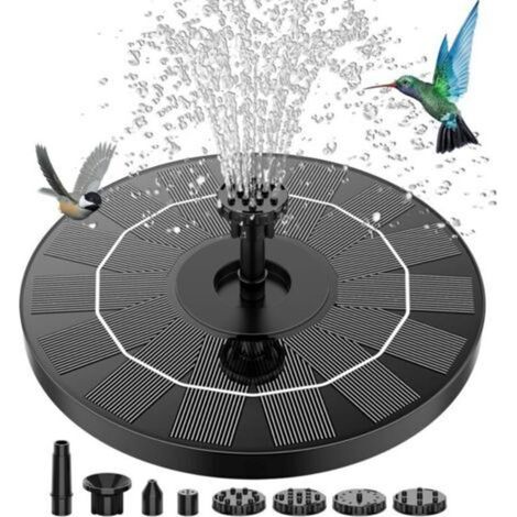 Fontaine Solaire Extérieur Flottante 3.5W Pompe Bassin Solaire avec 6 Buses pour Bain d'oiseaux Aquarium Jardin Fontaine