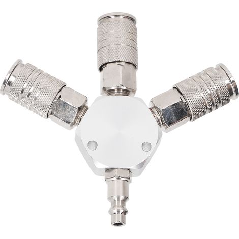 Répartiteur d'air à 3 voies, filetage mâle NPT 1/4 pouce, collecteur à 3 voies en alliage d'aluminium, raccord pneumatique pour applications industrielles