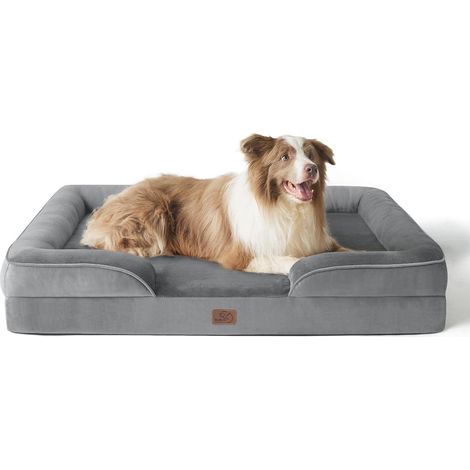 Hundebett orthopädisch rutschfest waschbar L 97 x B 71 x H 17 cm Grau (1/5)