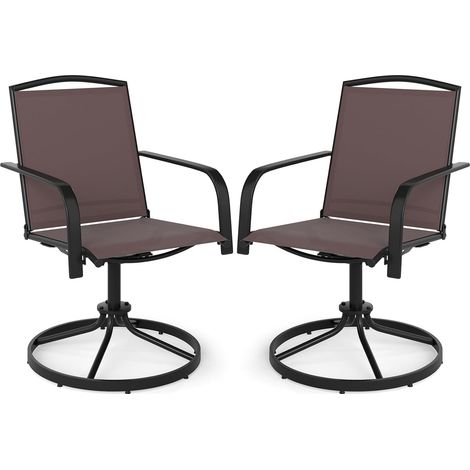 GOPLUS Lot de 2 Chaise de Jardin Exterieur Pivotante à 360°, 66 x 55 x 92 CM, Fauteuil de Jardin avec Accoudoirs et Cadre en Métal, Dossier et Assise en Filet, Idéal pour Cour, Piscine, Charge 150 KG (1/5)