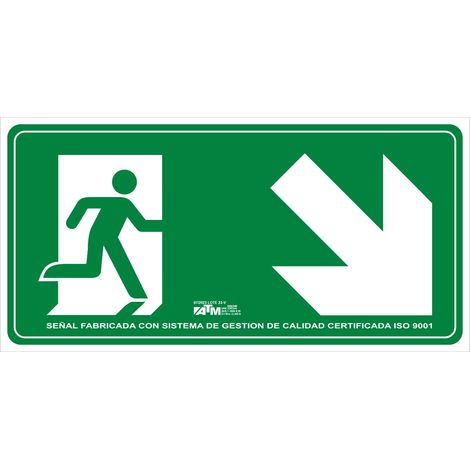 ATM Señalización ASB140 - Señal evacuación escalera abajo derecha PVC clase B