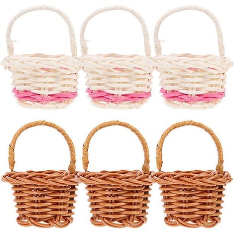 Lot de 6 mini paniers tressés avec anse, petits paniers tressés décoratifs rustiques pour fleurs-5.50X5.00X5.00CM (1/4)