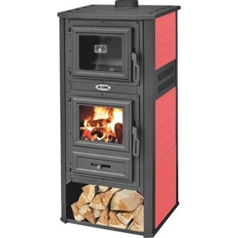 Stufa riscaldamento a Legna con forno Struttura in acciaio 11.3 kW Kalorosa - Red (1/7)