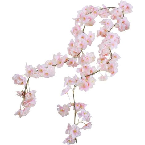 Ensemble décoratif floral en deux pièces : 144 délicates fleurs de cerisier en rayonne, couronne de vigne suspendue, conçue pour la maison et les mariages - rose rêveur. (1/5)