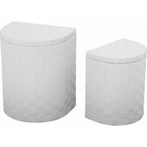 Set 2 Ceste Portabiancheria paper bianco con fod mezzaluna