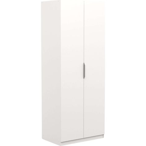 Armario Alto con 2 Puertas Abatibles Ghost color Blanco Mate 203x79 cm - Dormitorio Ordenado