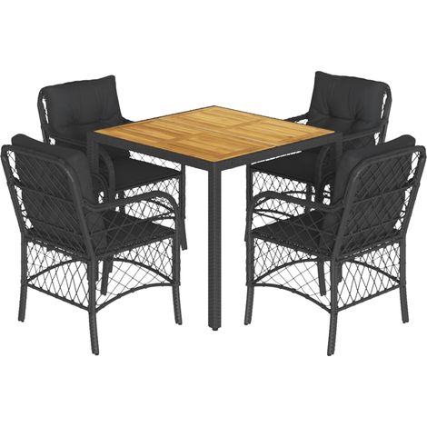 Maison Exclusive - 5-tlg. Garten-Essgruppe mit Kissen Schwarz Pol