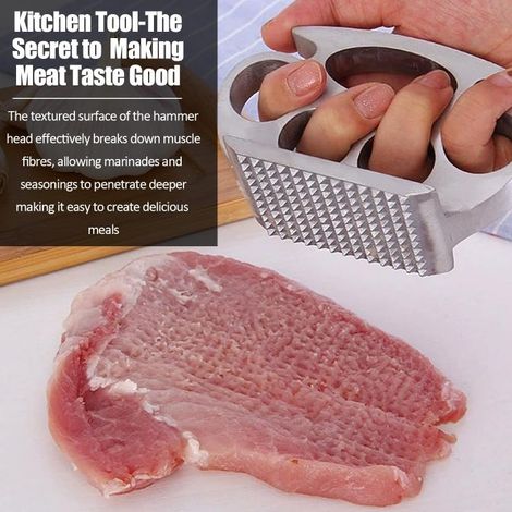 Martillo ablandador de carne, herramienta portátil para ablandar carne, martillo de aleación de aluminio para bistec, para bistec y pollo (1/4)