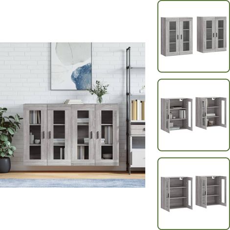 Armoires murales 2 pcs sonoma gris bois d'ingénierie - Armoire Murale - Meuble De Rangement - Buffet - Étagère Ouverte - Décoration Intérieure (1/5)