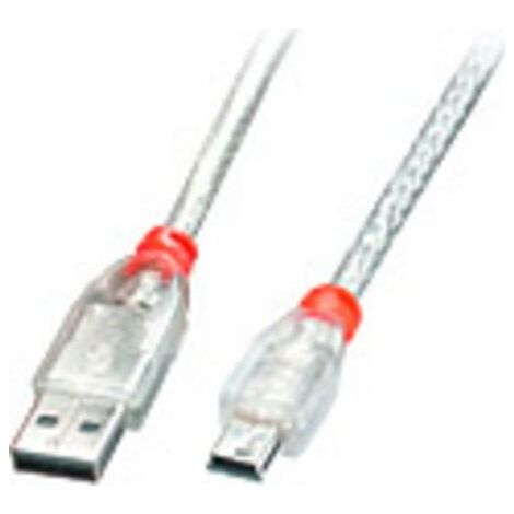 Câbles - USB & Thunderbolt LINDY USB 2.0 Cable A/Mini-B 5m USB High Speed Transparent (1/4)