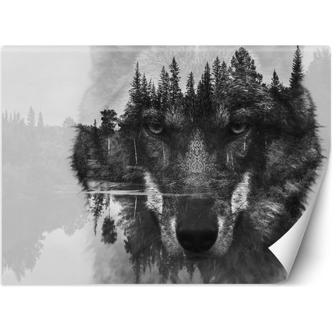 Papier peint loup et forêt - 450 x 315 cm