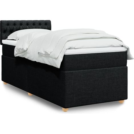 Boxspringbett mit Matratze Schwarz 100x200 cm Stoff
