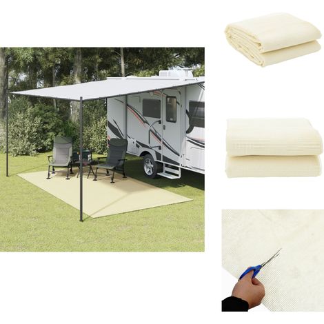 Tapis de tente crème 4x2,5 m - Tappeto De Tente - Tapis De Camping - Tapis De Sol - Tapis Extérieur - Tapis D'intérieur (1/5)