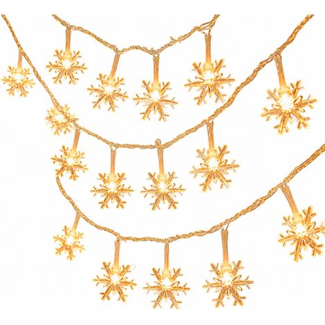 Guirlande Lumineuse LED Flocons de Neige, 10 m 80 LED Blanc Chaud, USB a Piles, Fixe et Clignotante, Decoration Interieure (1/5)