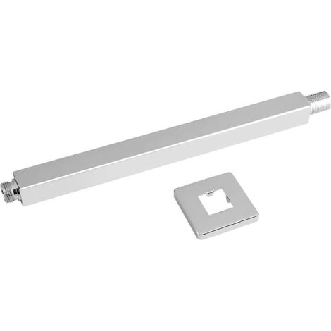 Bras d'extension carré chromé de 30 cm pour douche de plafond, fixation murale, pour pommeau de douche de salle de bain