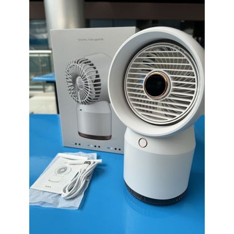 Mini condizionatore portatile: ventilatore USB + umidificatore + luce notturna - 4 velocità - ricaricabile tipo C - ufficio e viaggio (1/4)