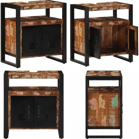 vidaXL Waschbeckenunterschrank 55x35x60 cm Altholz Massivholz (1/5)