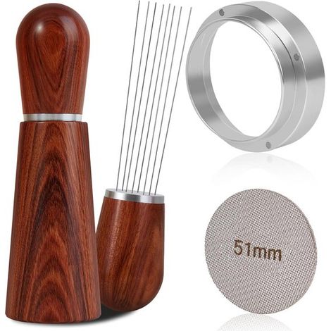 51 mm Espresso Zubehörset Dosiertrichter + Pucksieb + Verteilerrührer Edelstahl 316 (1/4)