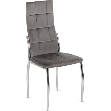Sedia da pranzo imbottita Molly in velluto grigio, moderna (1/5)